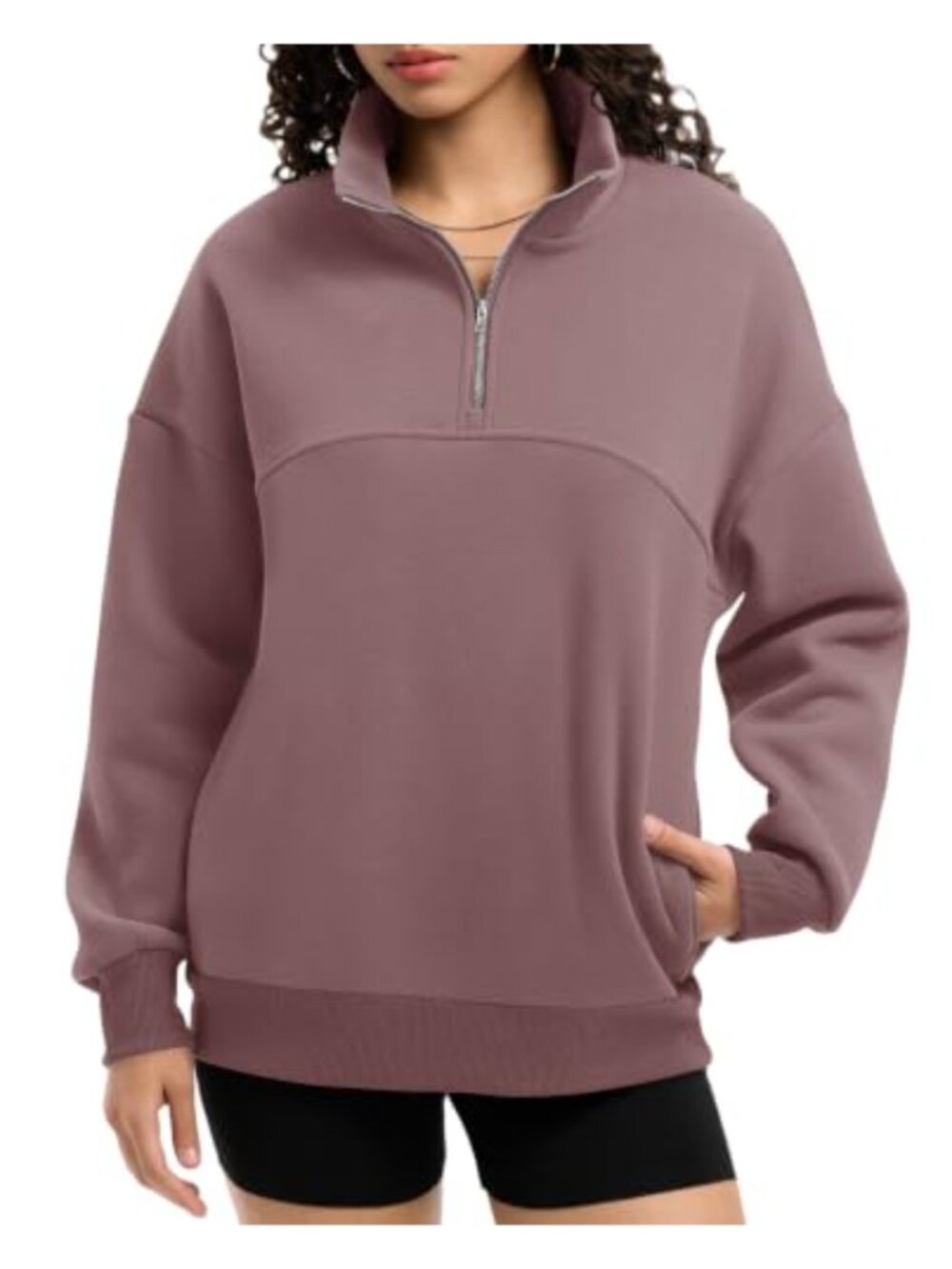 Quarter Zip Fleece Pullover Sweatshirt Oversized Relaxed